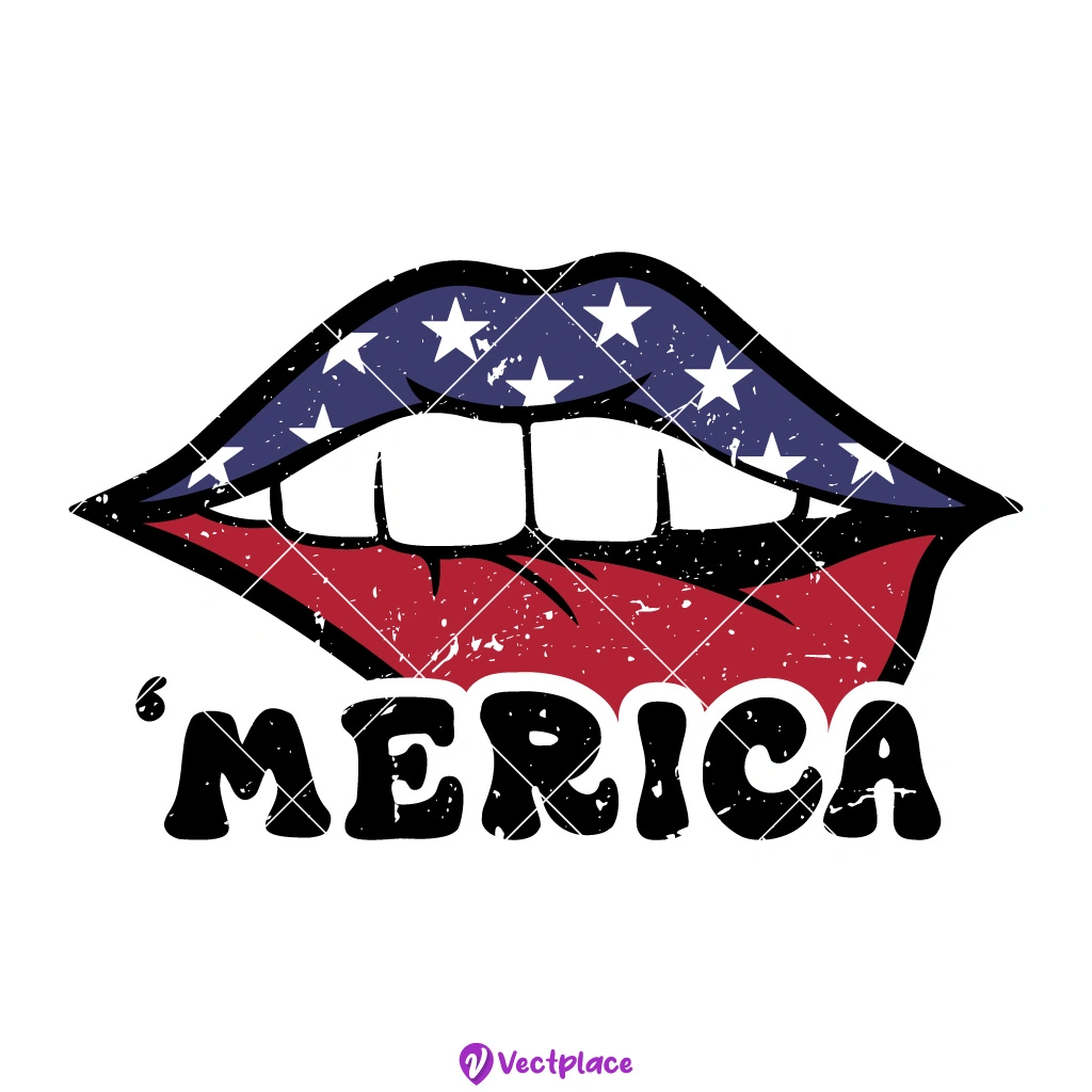 Merica Lips SVG for 4th Of July