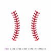 Baseball stitch SVG cut file with classic red seam design