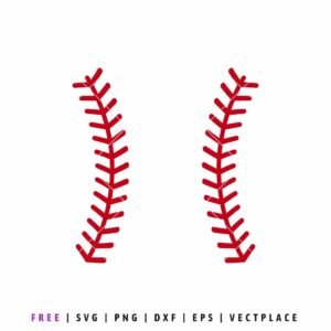 Baseball stitch SVG cut file with classic red seam design