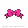 Free bow SVG cut file with bold pink ribbon design for Cricut, Silhouette, and craft projects