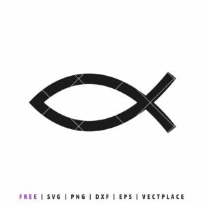 Free Christian Fish SVG showing the Ichthys Jesus fish symbol, faith design for Cricut, Silhouette, decals, and Christian crafts