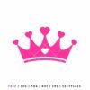 Pink princess crown SVG with heart details for birthday and princess-themed crafts