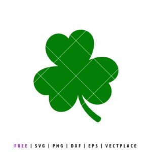 Free green shamrock clover SVG silhouette, simple St Patrick’s Day Cricut cut file for crafts and shirts