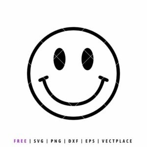 Smiley face outline SVG cut file with clean circular design