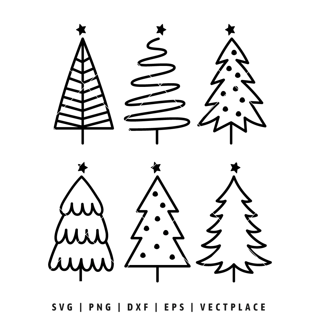 Christmas Tree Silhouette Shape Bundle SVG DXF PNG Cut Files