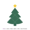 Simple green Christmas tree silhouette with a yellow star on top, for a holiday design.