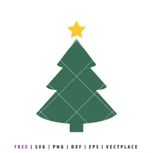 Simple green Christmas tree silhouette with a yellow star on top, for a holiday design.