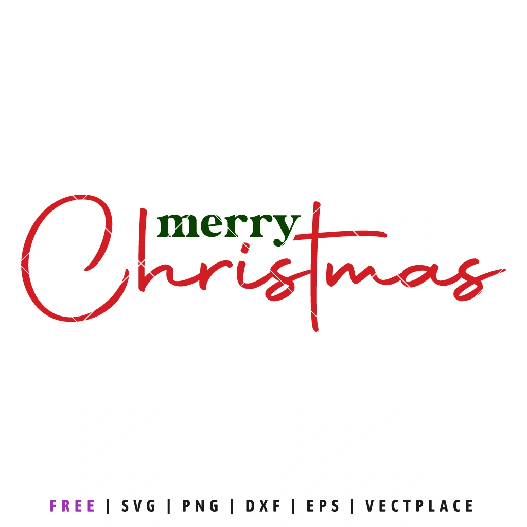 "Merry Christmas" text in red and green script and serif fonts for a holiday design.