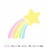 Free rainbow star SVG file with pastel colors, shooting star design for Cricut and Silhouette craft projects
