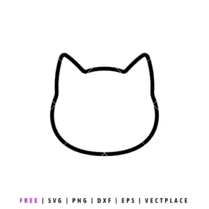 Free cat head outline SVG vector for Cricut, Silhouette, laser cutting, and DIY craft projects