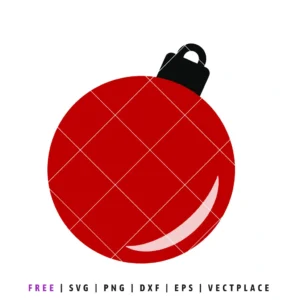Simple red Christmas ornament illustration with a black top.