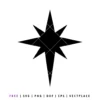 Simple black silhouette of an eight-pointed star, representing a Christmas or Nativity star.