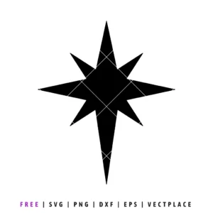 Simple black silhouette of an eight-pointed star, representing a Christmas or Nativity star.