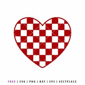 Free checkered heart SVG Valentine’s Day design for Cricut and Silhouette crafts