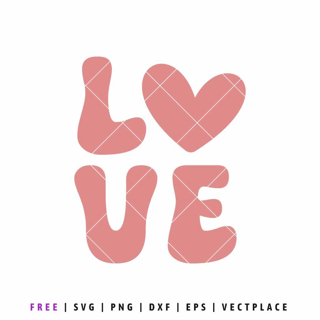 FREE Love SVG with heart design, romantic Valentine's Day cut file for Cricut and Silhouette machines