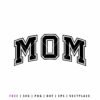 Free Mom SVG with bold varsity lettering style, perfect for Cricut and Silhouette projects, t-shirts, decals, Mother’s Day gifts, and DIY crafts