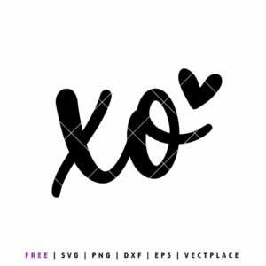 Free XO Valentine’s Day SVG with heart minimalist love design