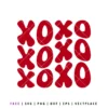 Free XOXO Valentine’s Day SVG design in red lettering, love themed cut file for Cricut and Silhouette projects
