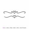Free heart text divider SVG with decorative swirls and hearts for Cricut and Silhouette designs