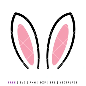 Free Bunny Ears SVG cut file, Easter bunny ears design for Cricut and Silhouette crafts