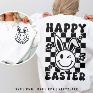 Happy Easter Bunny Smiley Face SVG