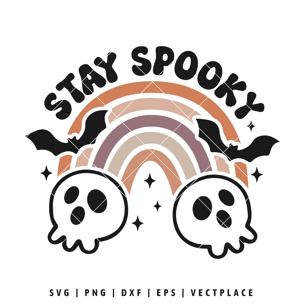 Stay Spooky SVG | Halloween Rainbow SVG | Cute Skull SVG - Vectplace