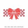 Checkered coquette bow SVG with heart pattern for Valentine’s Day Cricut crafts and romantic DIY projects.