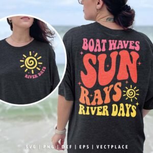 Boat Waves Sun Rays River Days SVG | Summer SVG