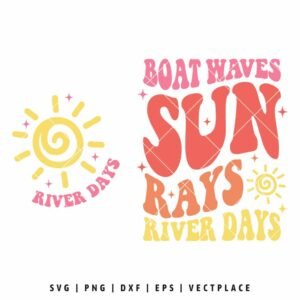 Alternative view of Boat Waves Sun Rays River Days SVG | Summer SVG