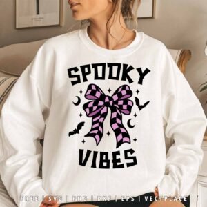 Alternative view of Spooky Vibes Coquette Bow SVG | Halloween SVG