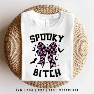 Alternative view of Spooky Bitch Coquette Bow SVG | Halloween SVG