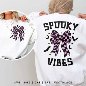 Spooky Vibes Coquette Bow SVG | Halloween SVG