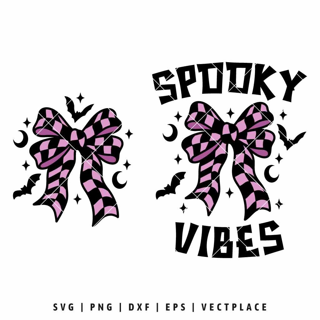 Spooky Vibes Coquette Bow SVG Halloween T-Shirt - Image 2