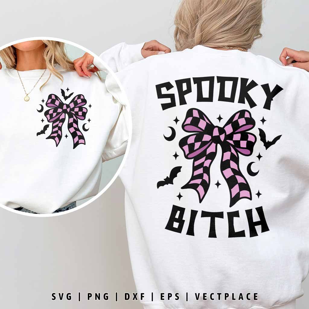 Spooky Bitch Coquette Bow SVG Halloween T-Shirt