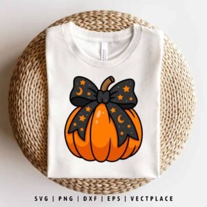 Alternative view of Halloween Pumpkin SVG | Coquette Bow SVG | Fall SVG