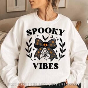 Alternative view of Coquette Bow Halloween SVG | Spooky Vibes SVG