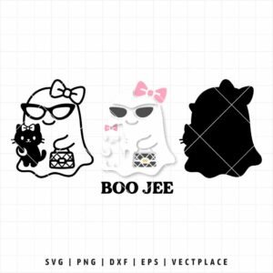 Alternative view of Boo Jee Ghost With Black Cat SVG | Halloween SVG