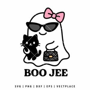 Boo Jee Ghost With Black Cat SVG | Halloween SVG