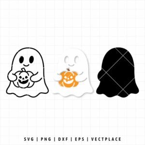Alternative view of Ghost With Pumpkin SVG | Halloween SVG