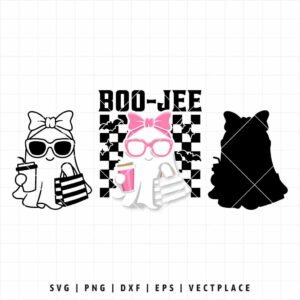 Alternative view of Halloween Ghost SVG | Checkered Boo Jee SVG | Spooky Season SVG
