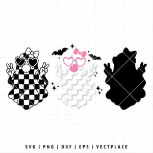 Alternative view of Cute Girly Ghost Blowing Bubble SVG | Halloween SVG