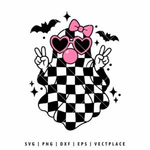 Cute Girly Ghost Blowing Bubble SVG | Halloween SVG