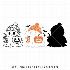Alternative view of Cute Ghost Coffee Pumpkin Halloween SVG