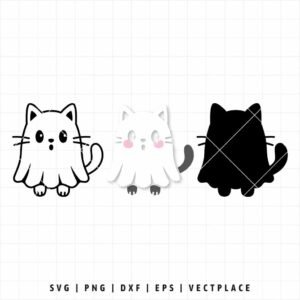 Alternative view of Halloween Ghost Cat SVG
