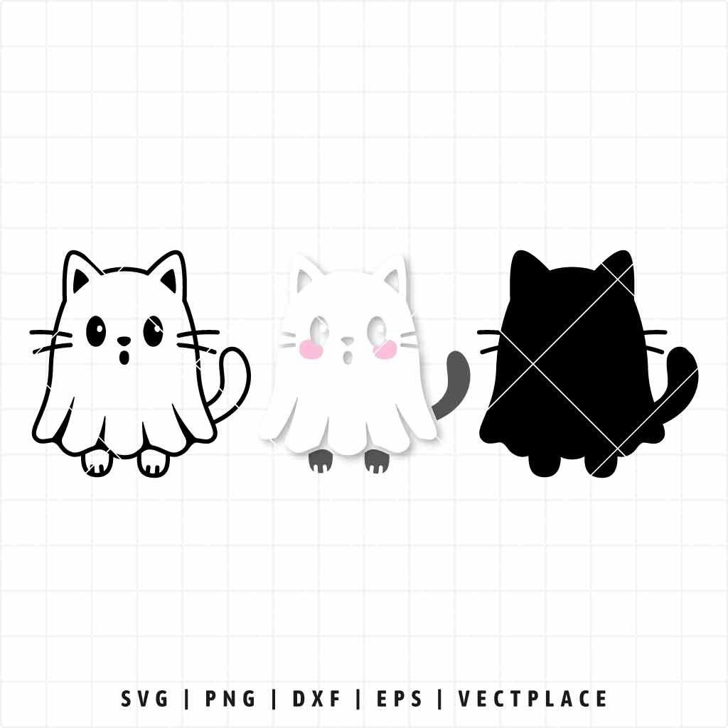 Halloween Ghost Cat SVG - Image 2