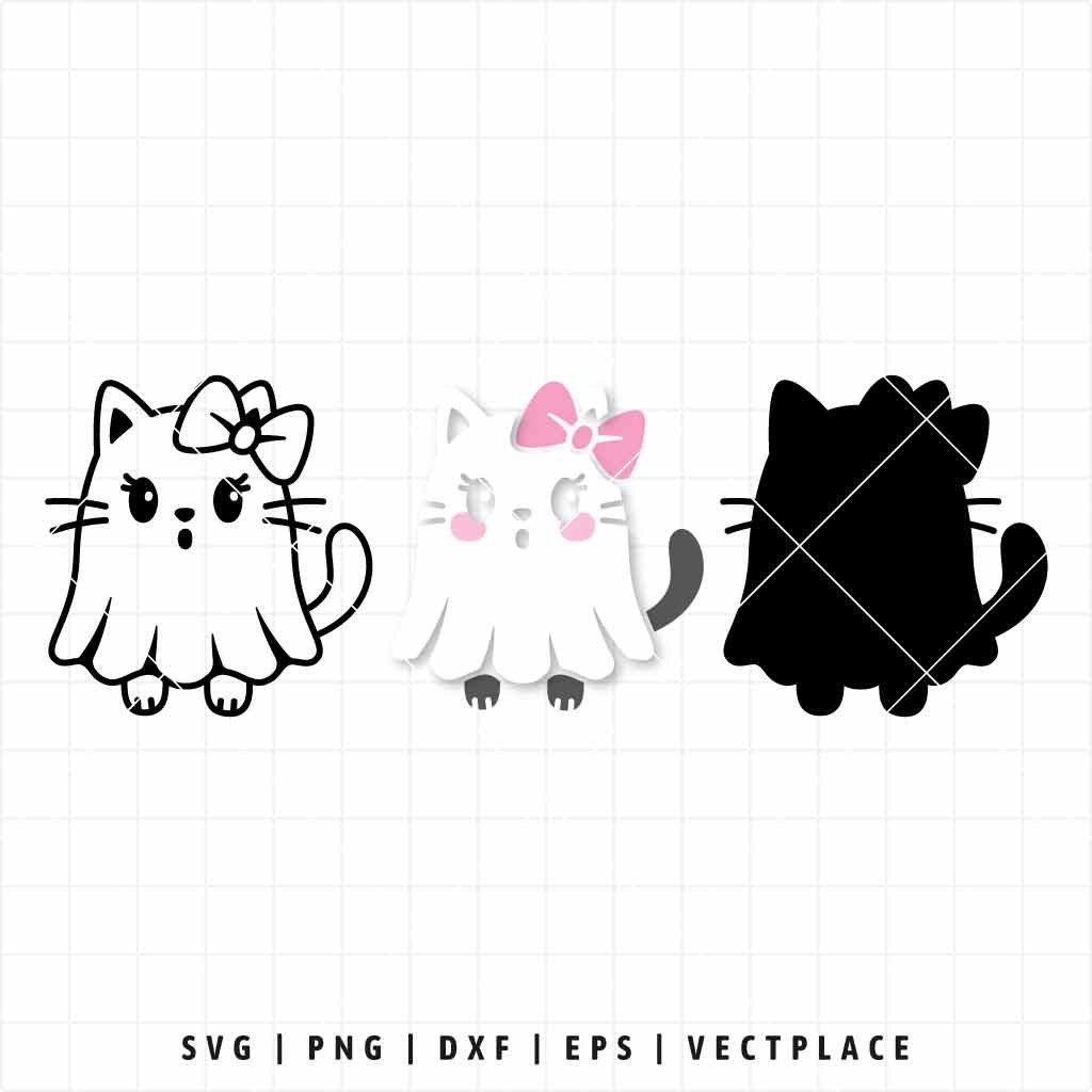 Halloween Girl Ghost Cat SVG - Image 2