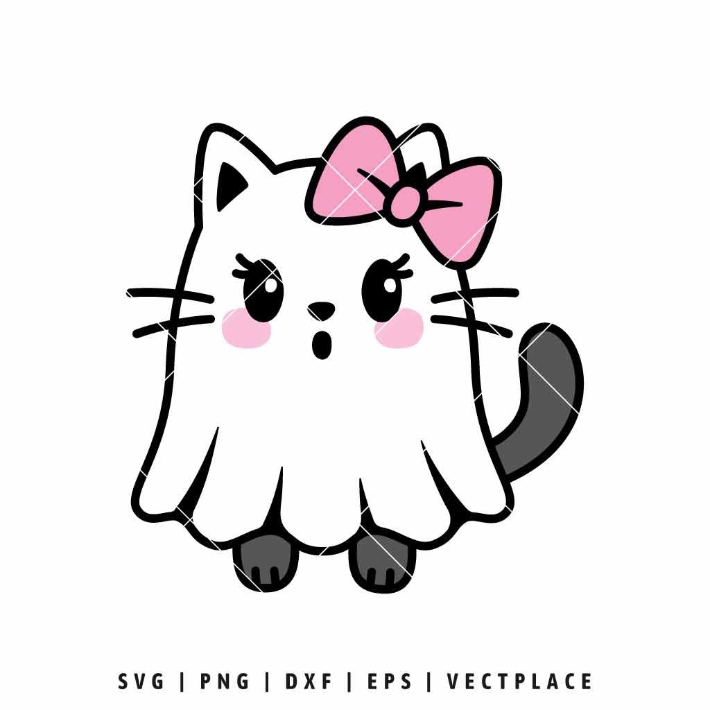 Halloween Girl Ghost Cat SVG