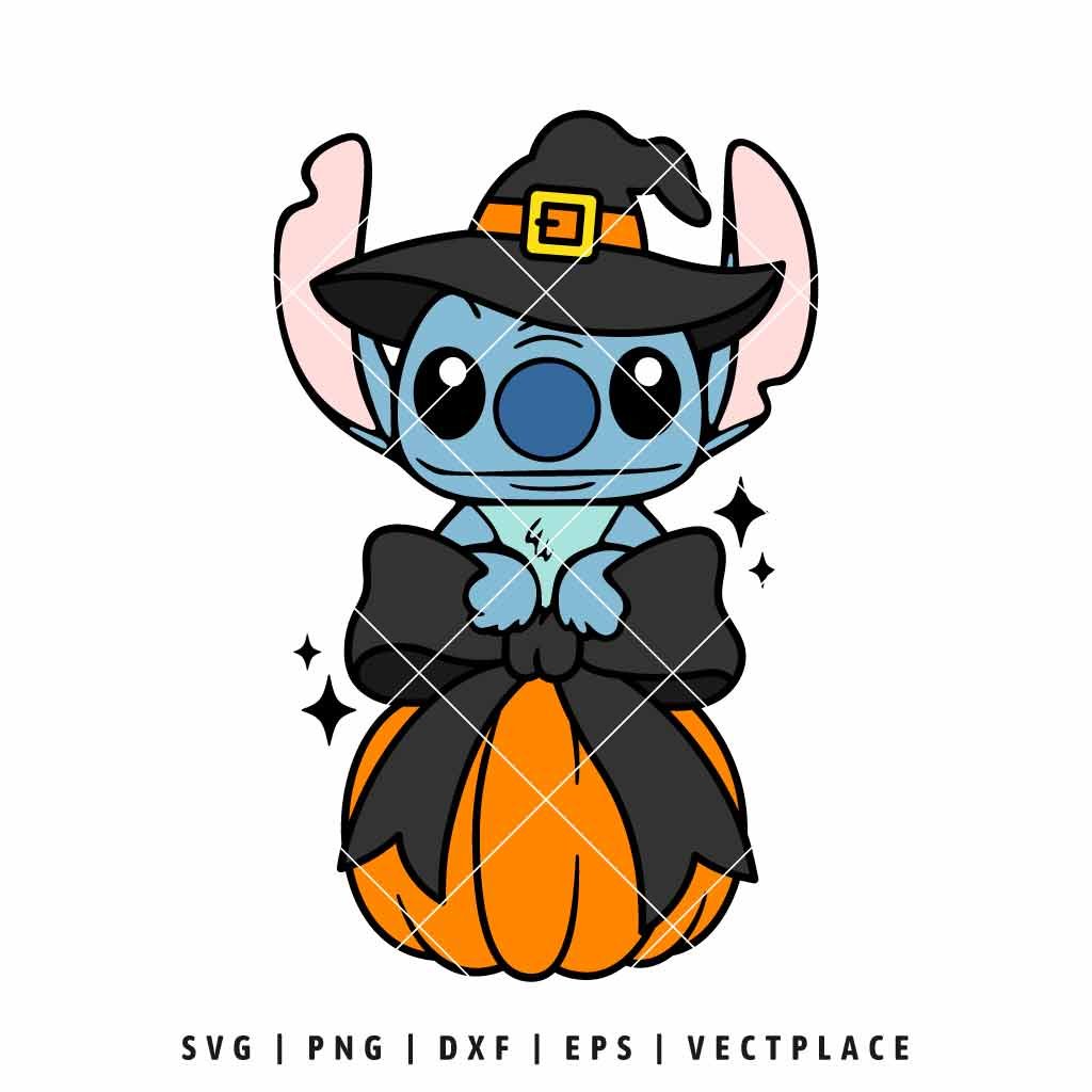 Stitch Witch Coquette Halloween Pumpkin SVG