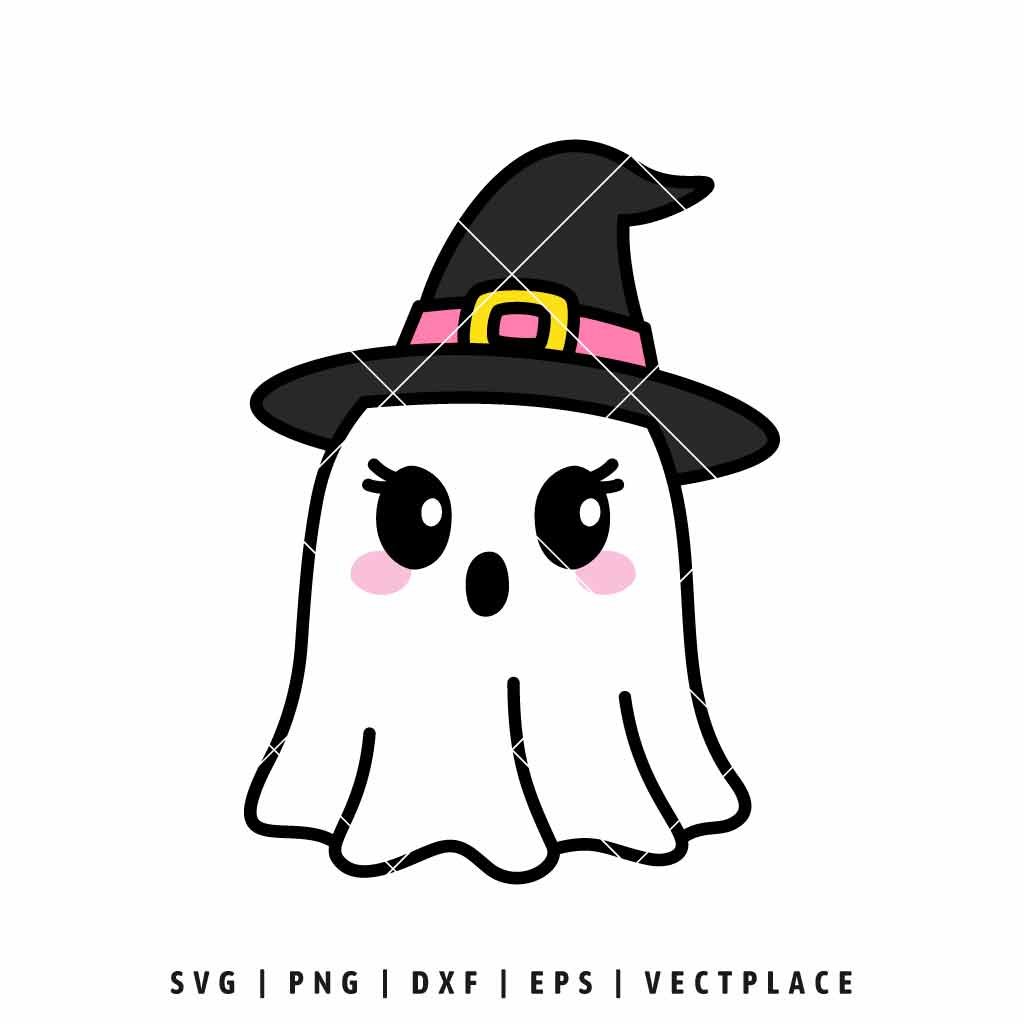 Cute Halloween Ghost Witch Girl SVG
