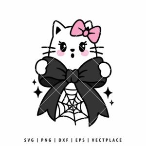 Cat Ghost Coquette Halloween SVG